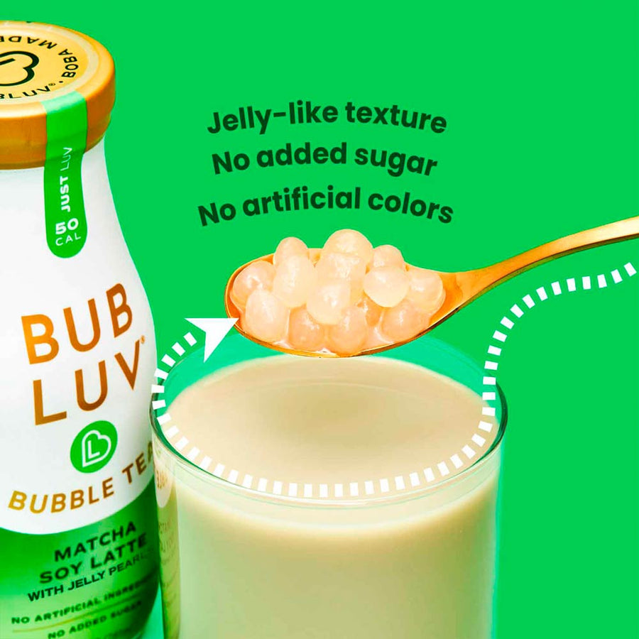 Matcha Soy Latte Bubble Tea with Jelly Pearls