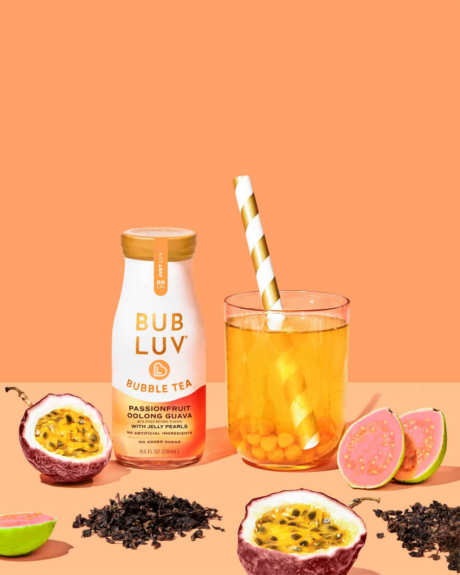 Passionfruit Oolong Guava Bubble Tea with Jelly Pearls